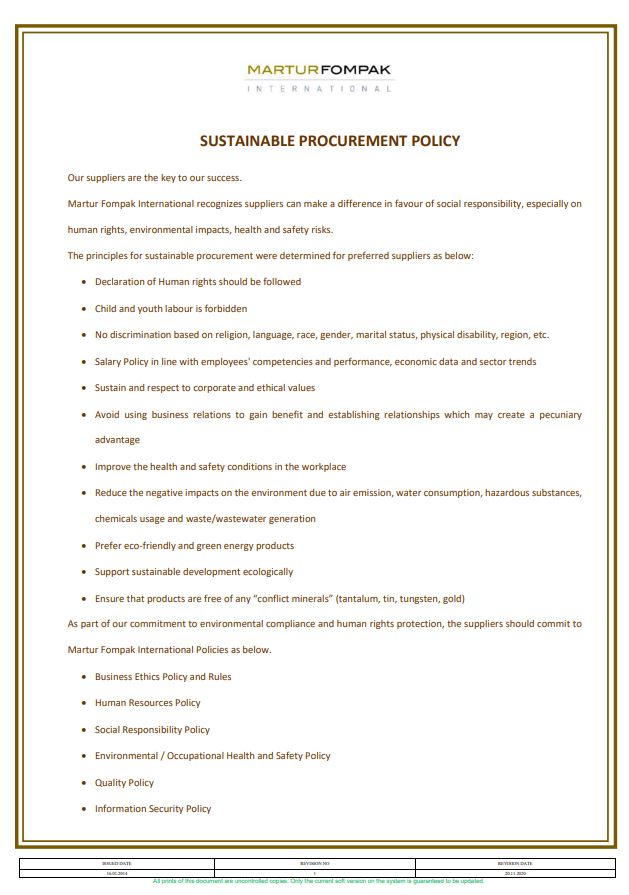 Sustainable Procurement Policy