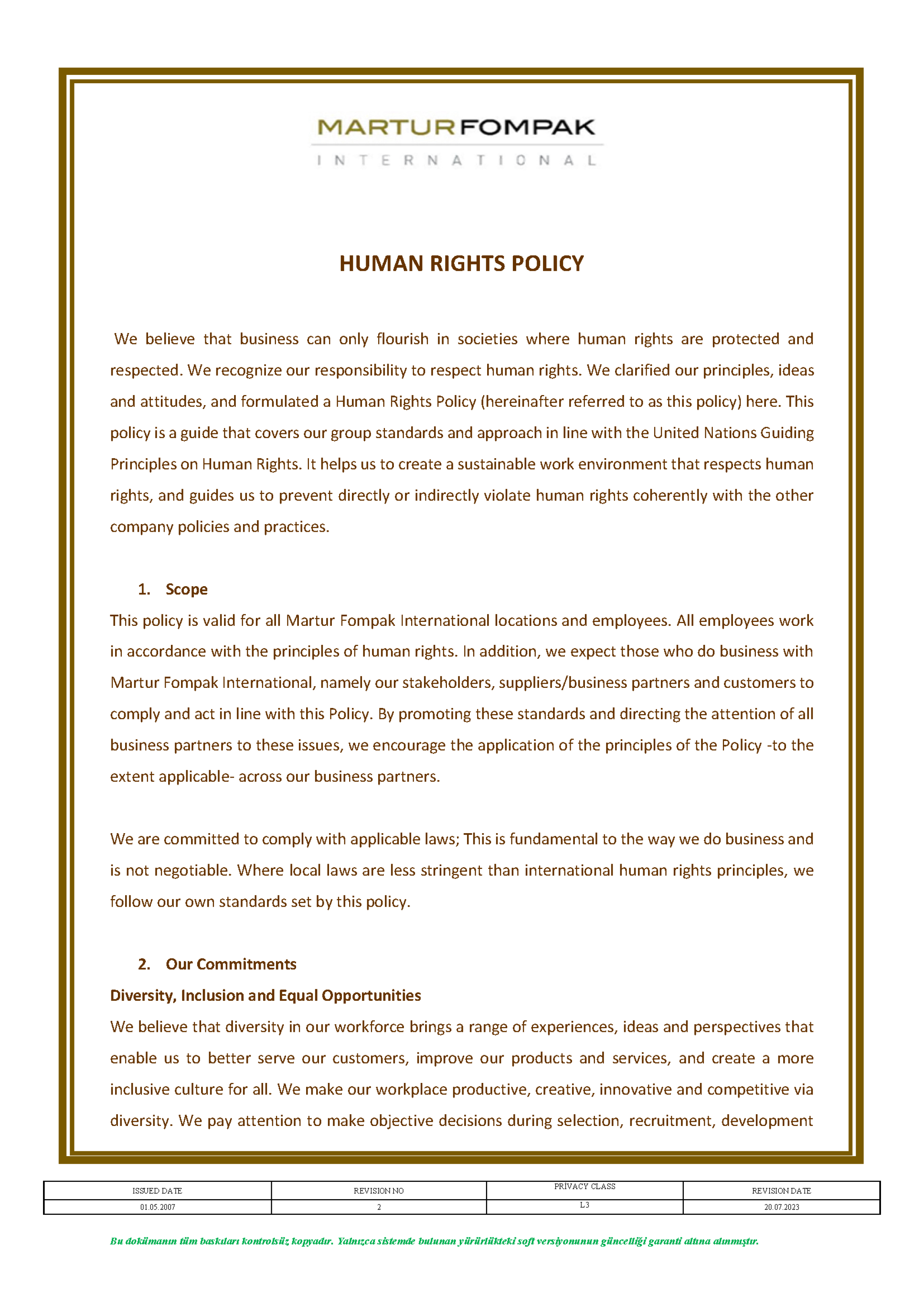 Human Rights Policy