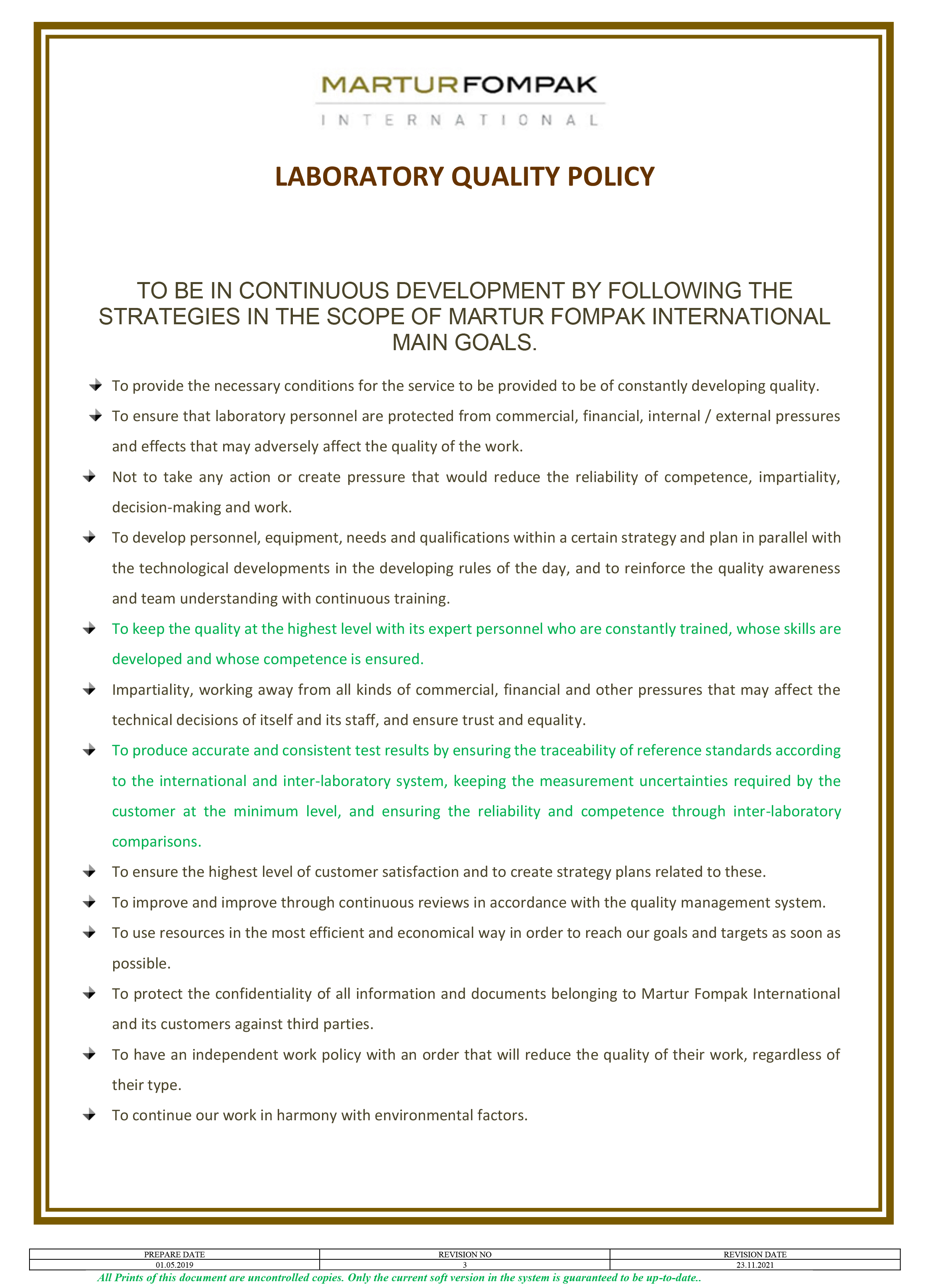  Laboratory Quality Policy 