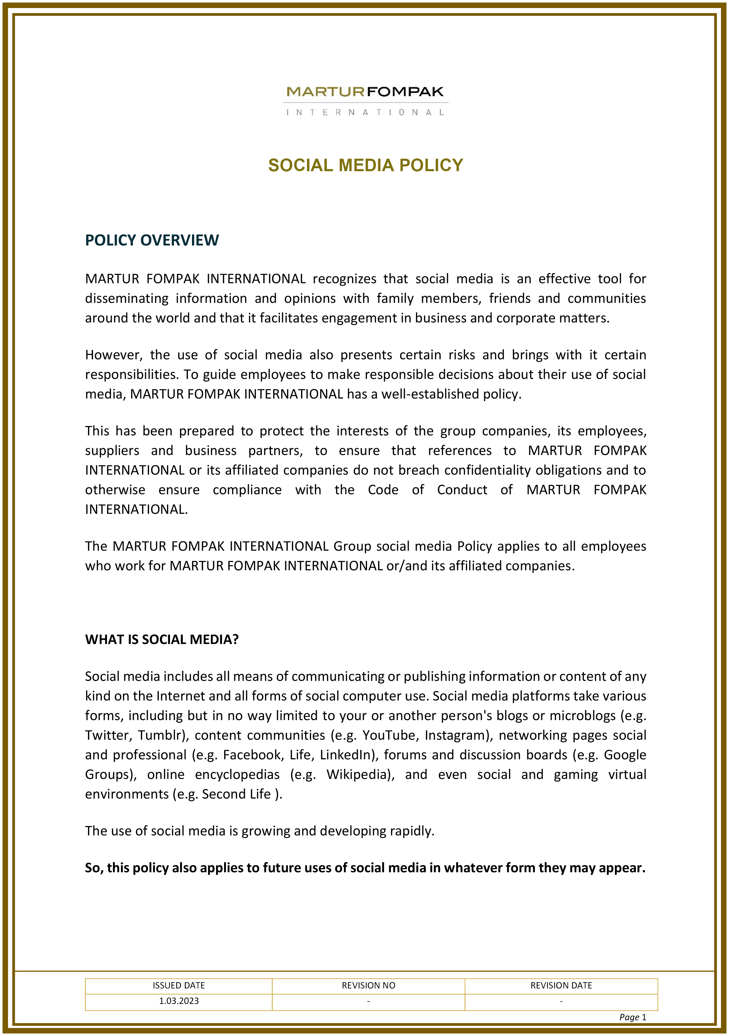 Social Media Policy