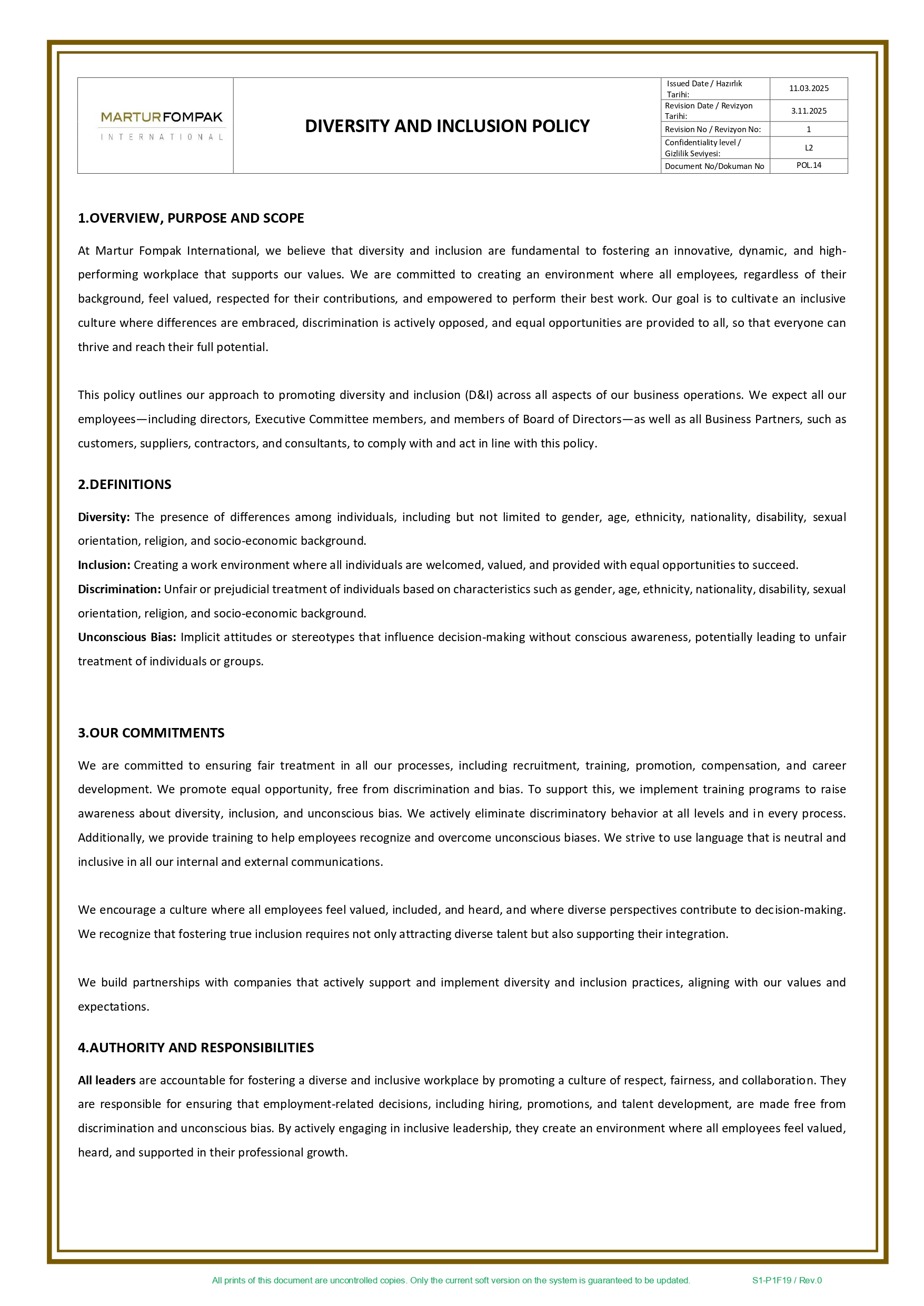 Diversity & Inclusion Policy