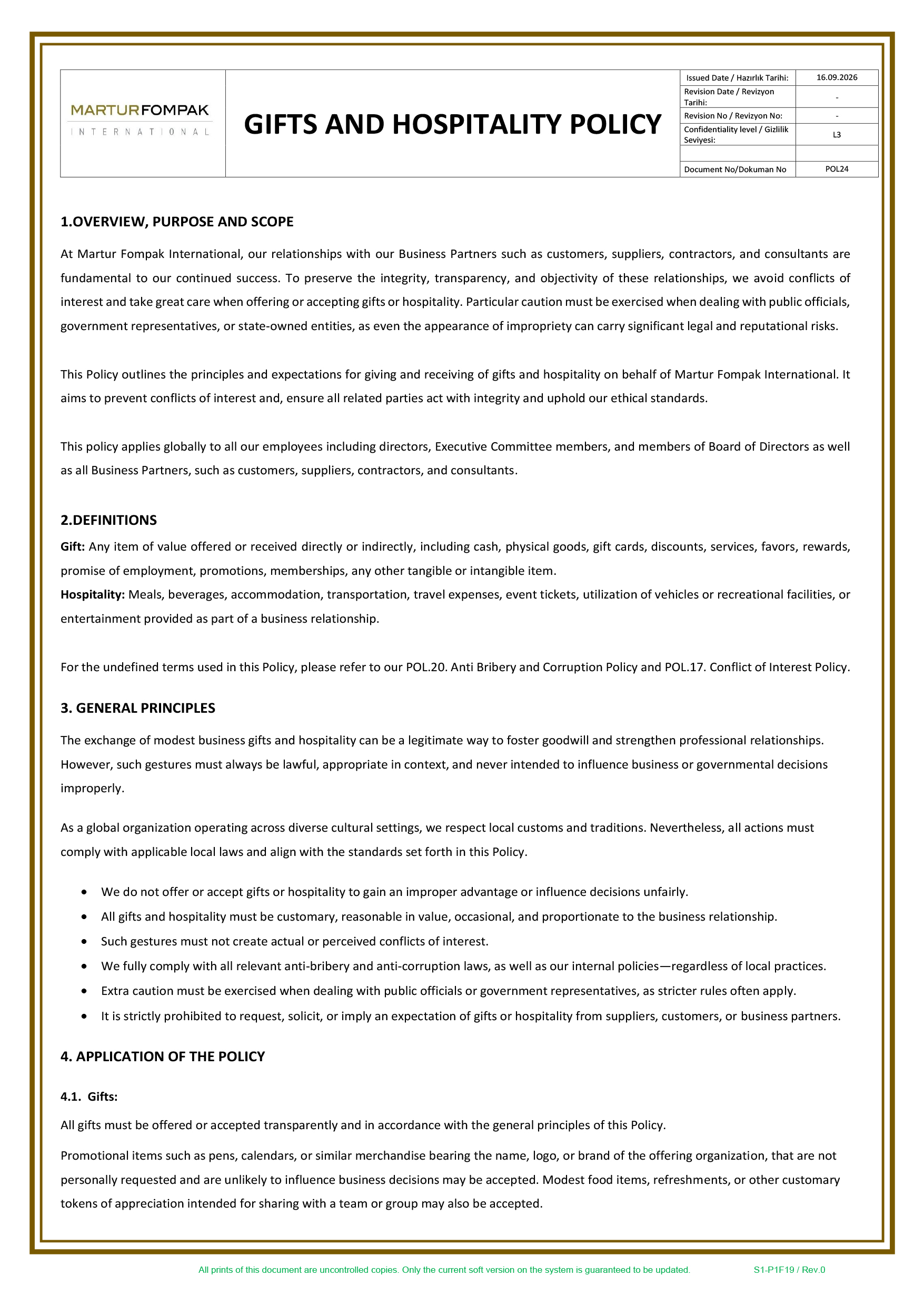 Gifts and Hospitality Policy