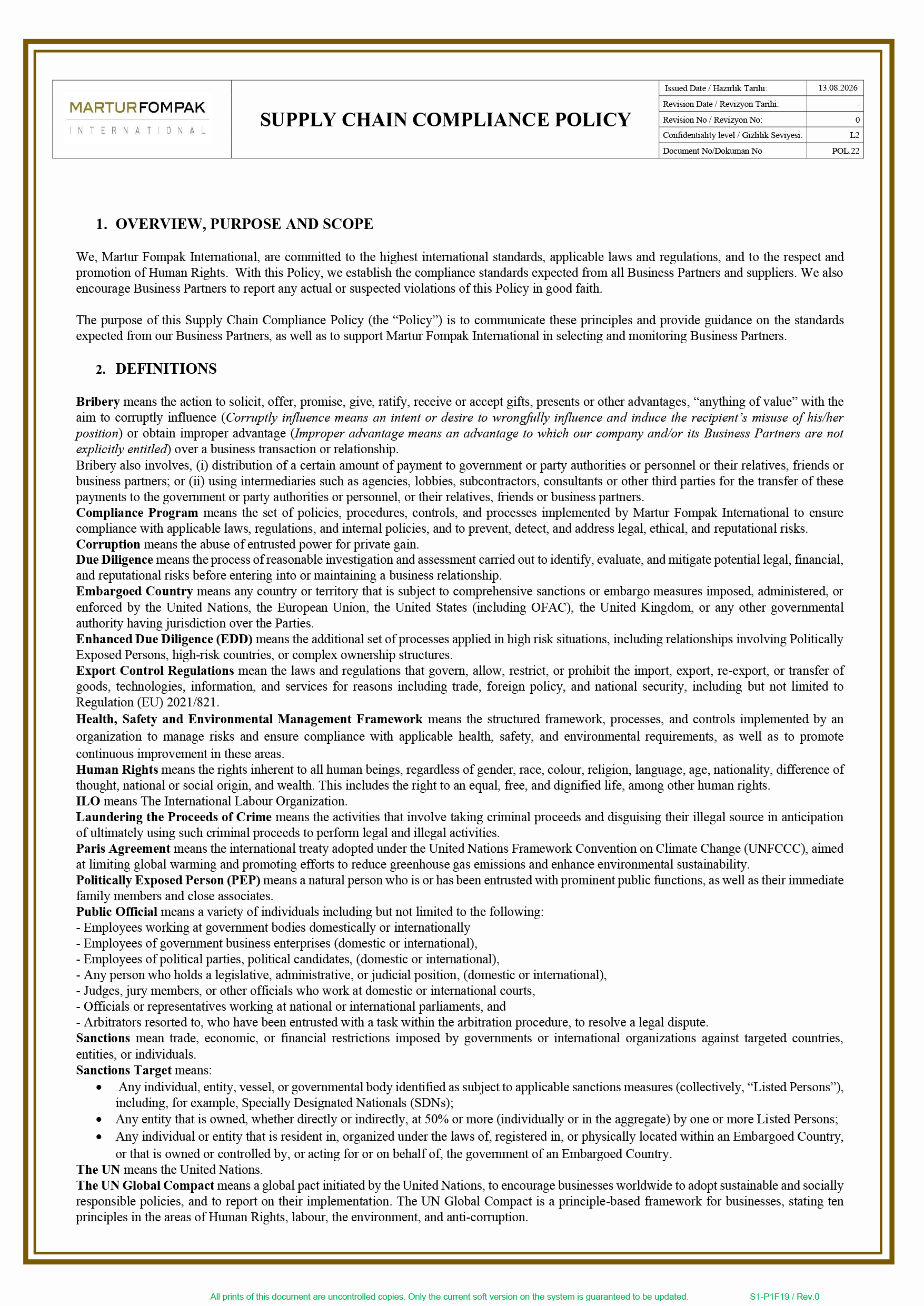 Supply Chain Compliance Policy